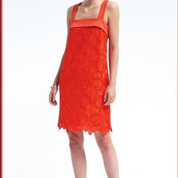 Banana Republic Red/Orange Lace Mini Dress - Picture 1 of 8